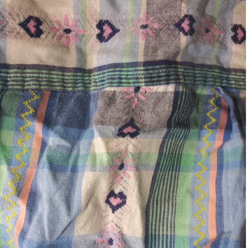 Vintage Cabin Creek Blue Plaid Heart Motif Soft Girl Button Front Shirt Medium - Picture 4 of 7